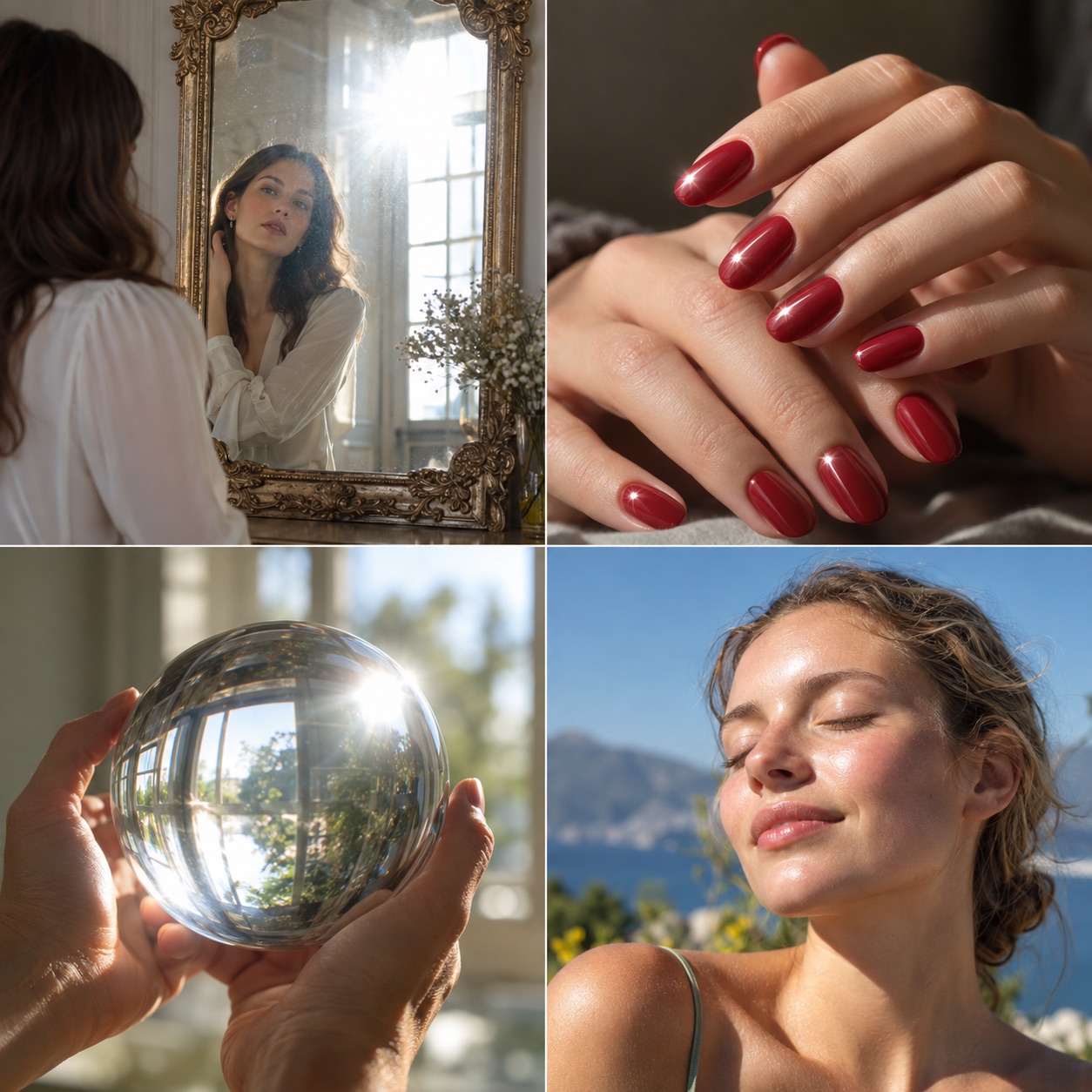 Examples of mirror, nail, glass, and sunlight glare in photos