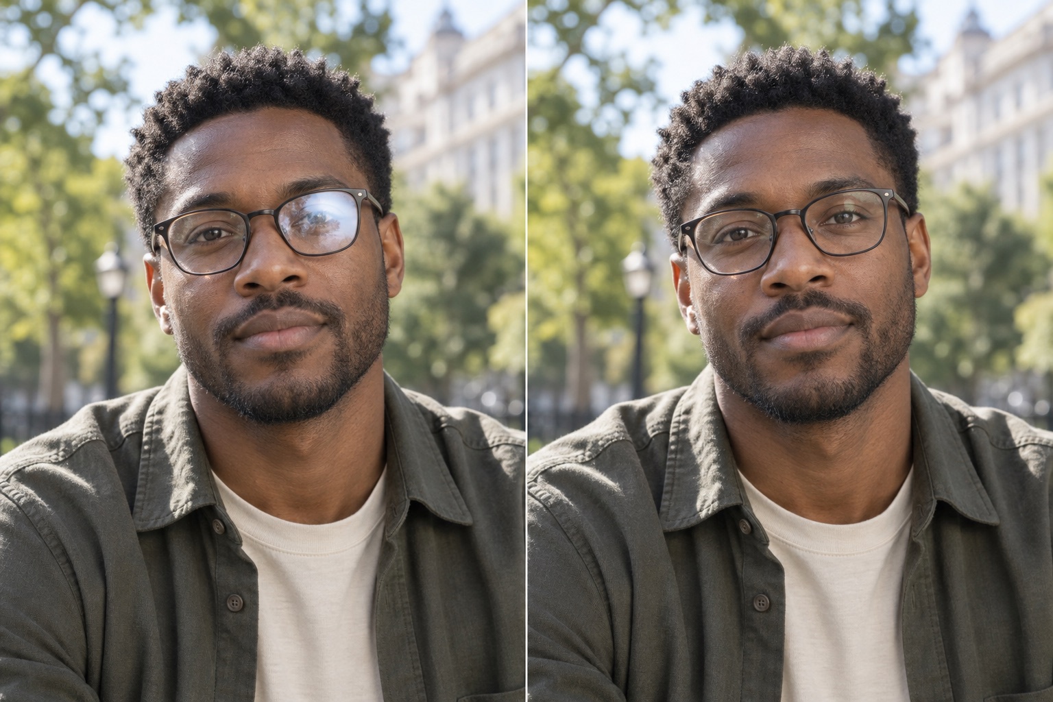 Glasses glare before correction