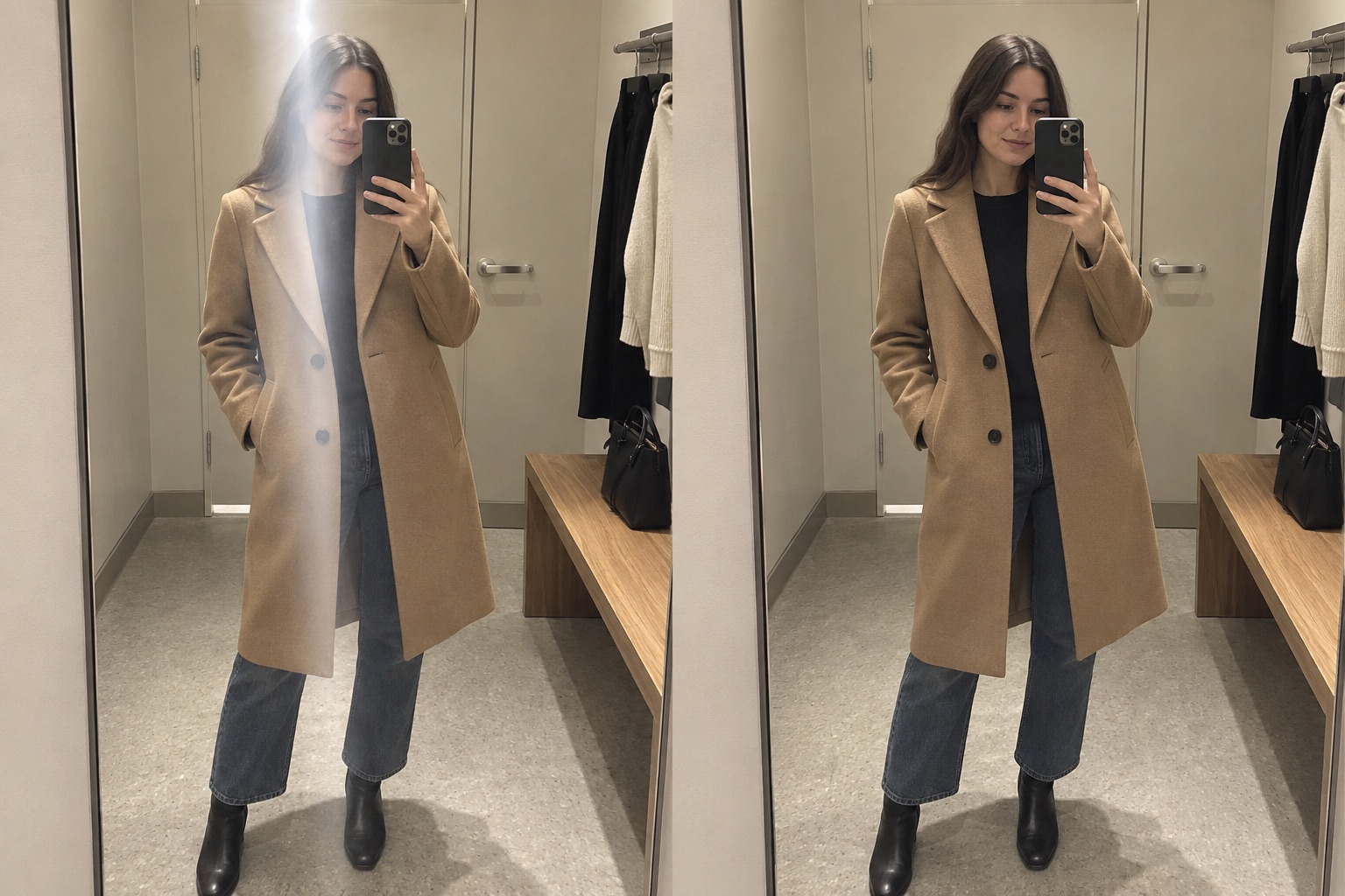 Mirror glare before correction